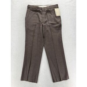 Cornerstone Dress Pants Mens 34x30 Brown Regular Fit Microfiber USA Workwear VTG